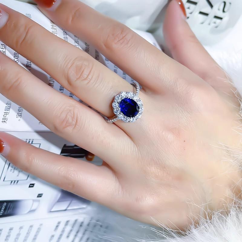 S925 Sterling Silver Sapphire Women's Ring - Light Luxury, High-End, Unique Design, 2026 Hot Style