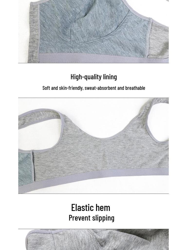 Mom's Cotton Wire-Free Front Closure Vest Bra for Middle-Aged & Elderly Women, Plus Size, Thin Section