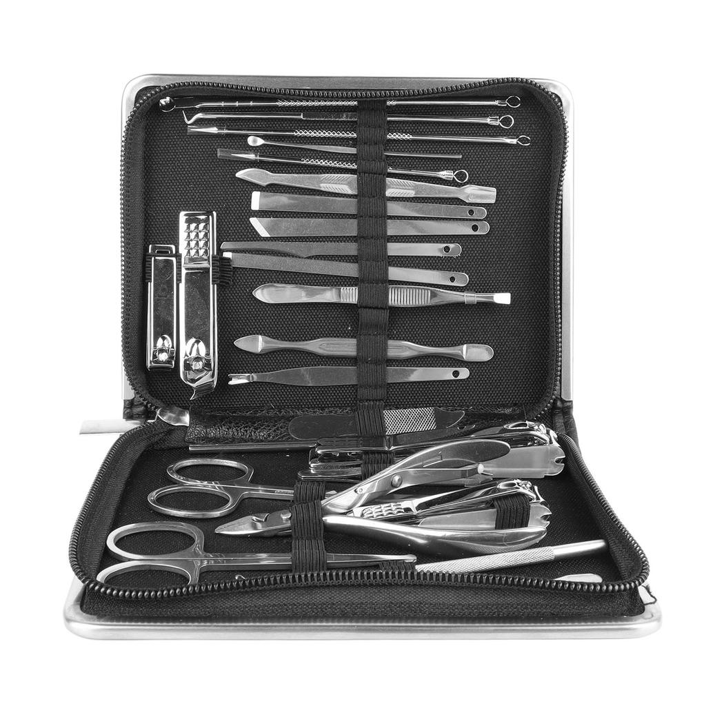 26PCS Manicure Set Black Nail Clippers Set Carbon Steel Manicure Tools Kit for Home Salon