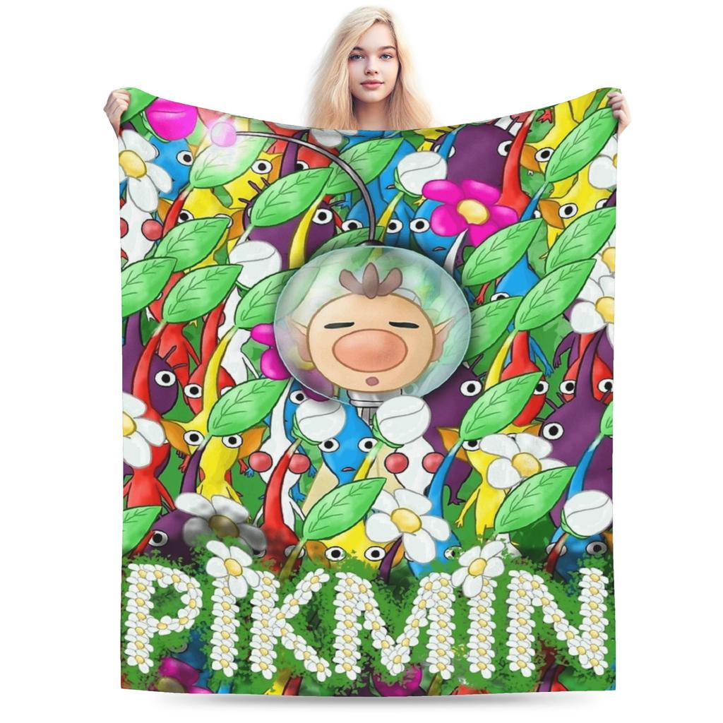 Funny Pikmin Game Plush Blanket Students Flannel Bedding Throws For Home Decor Super Warm Custom Quality Bedspread Gift Idea