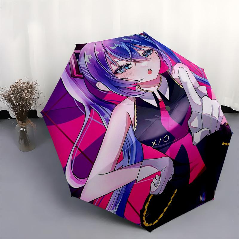 1 Stück Outdoor-Schirm mit Anime-Charakter-Design - Automatisches Öffnen/Schließen, Tragbares 3-fach faltbares Design, 8-Speichen-Eisenrahmen - Perfektes Geschenk für Fans, T