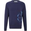 Crew Neck Pullover Letter Comfortable Knit Sweater Men Sweater Navy-Blue J320294-CIK