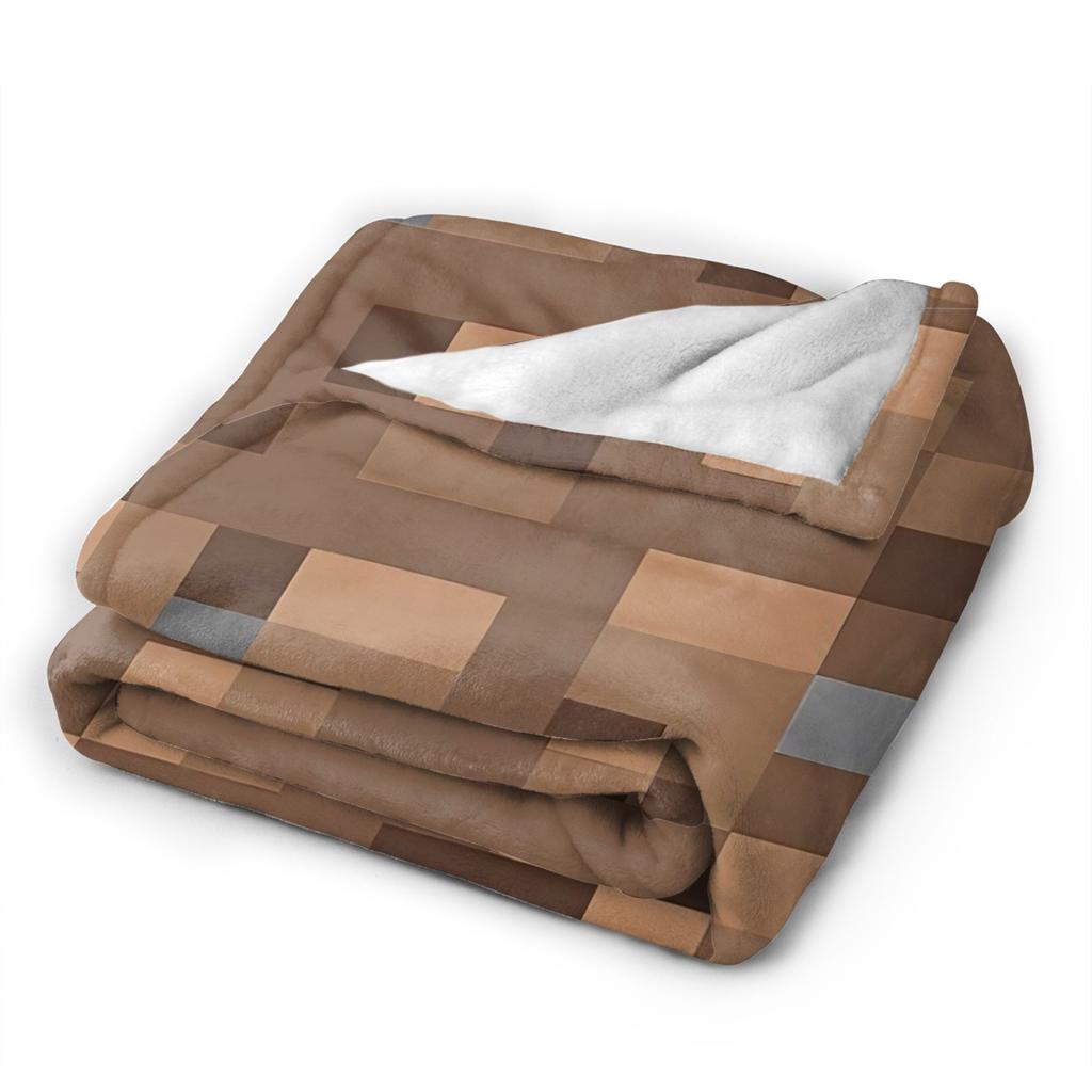 Super Soft Plush Bedding Throws Cartoon Mines Pixels Game  Blankets  For Couch Bed Camping Flannel Bedspread Bed Cover