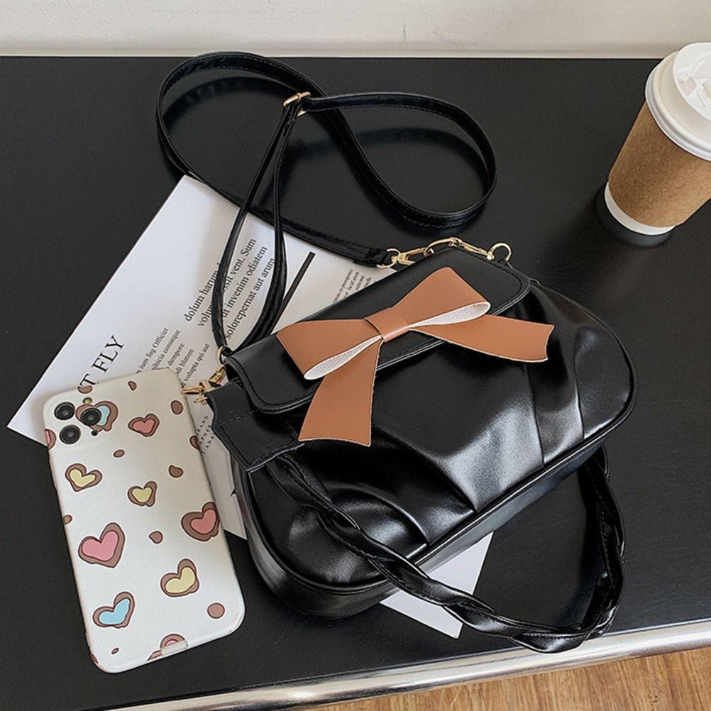 Handbag Bowknot Crossbody Bag Y2K PU Leather Underarm Bag Portable Bow Shoulder Bag  Shopping