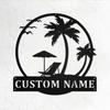 Customizable Beach Metal Sign Silhouette Surname Decor Hot Sale for Porch Garden Home Restaurant Party