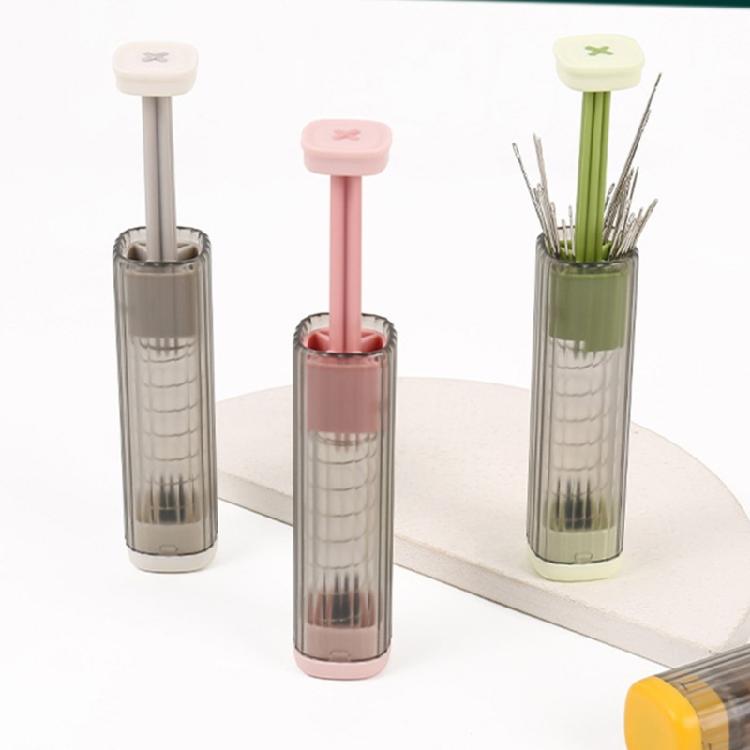Magnetic Needle Storage Cylinder Clear Press Operated Container for Sewing Accessory
