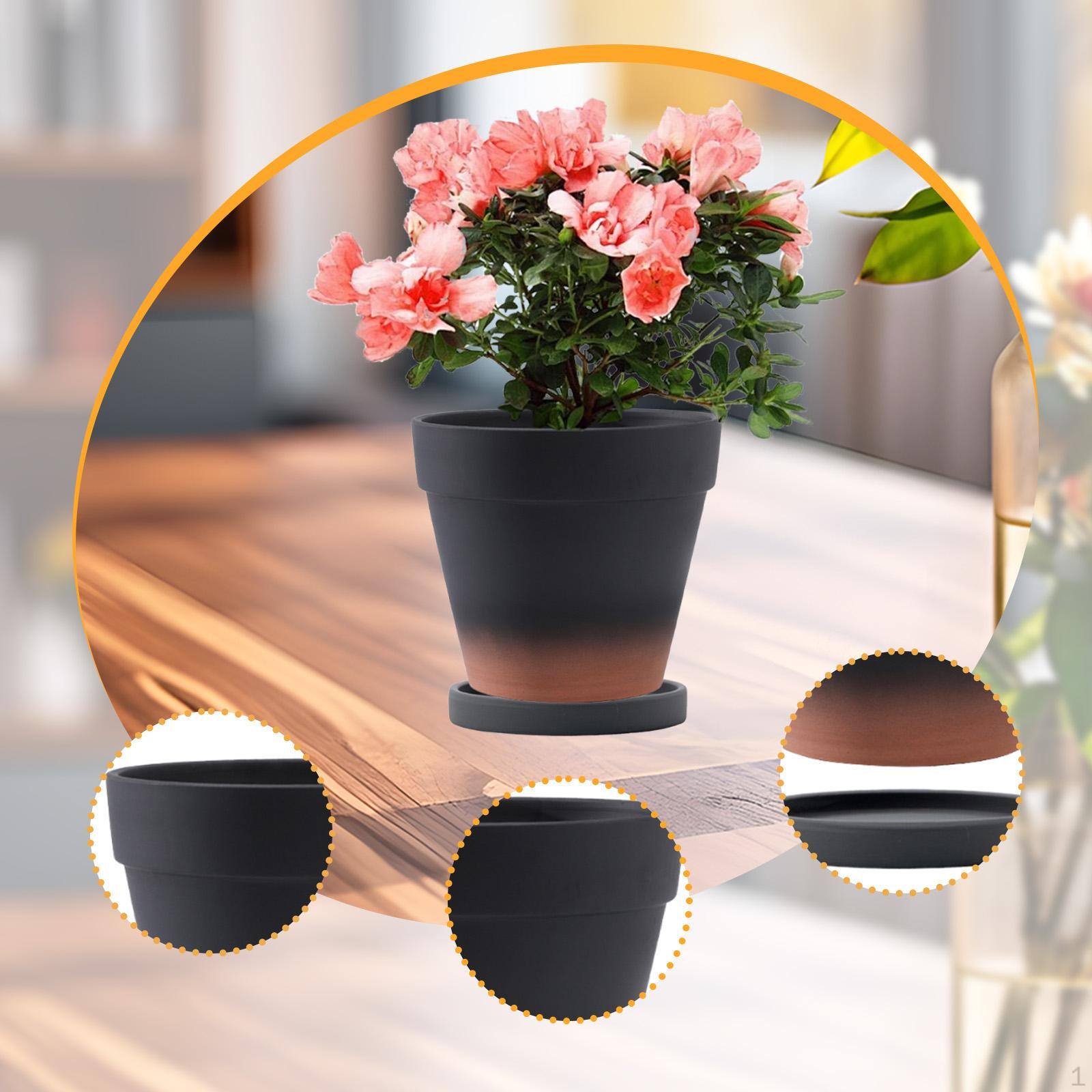 

Ceramic Plant Pot Flower Outdoor Indoor ,Modern Decoration, with Drainage Hole and Saucer ,for Gradient Black