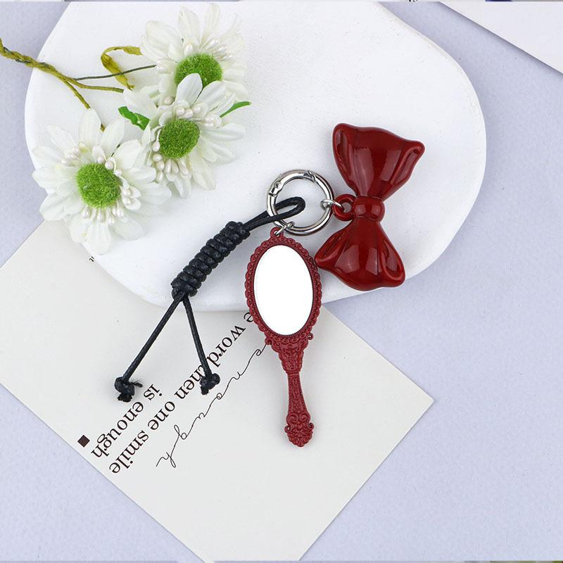 

Fashion Backpack Pendant Accessories Girl Phone Pendant Gift Korean Sweet Bow Love Heart Keychain Vintage Mirror Keyring