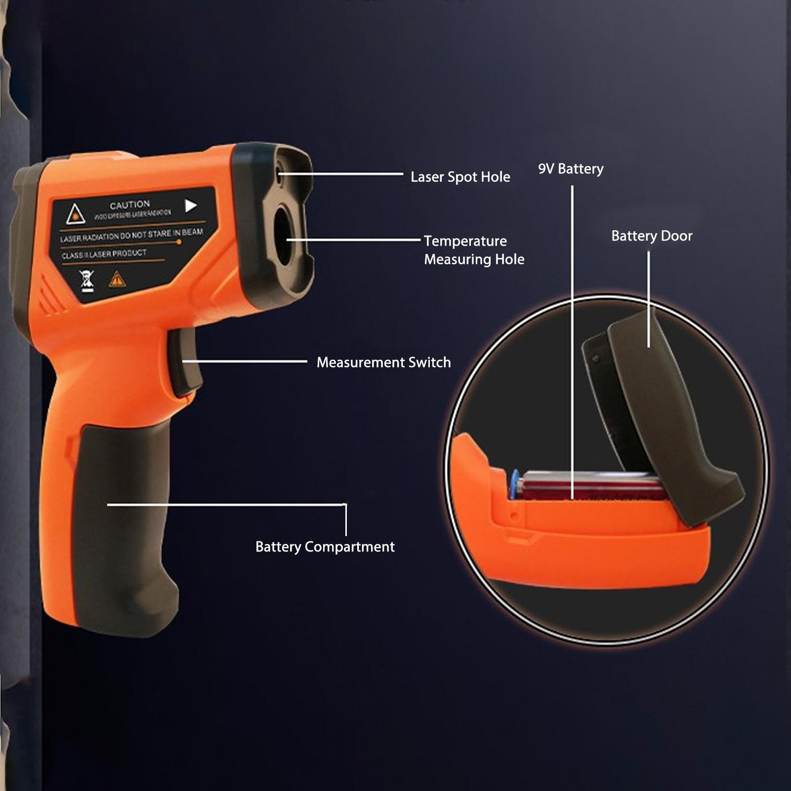 

Infrared Thermometer Gun Digital Display Handheld Non Contact Temperature Tester for Industry