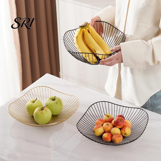 Heavy-duty Fruit Holder Metal Wire Basket Decorative Stand for Kitchen Countertop Home Storage Organizer Decor Single Tier Iron Serving Bowl