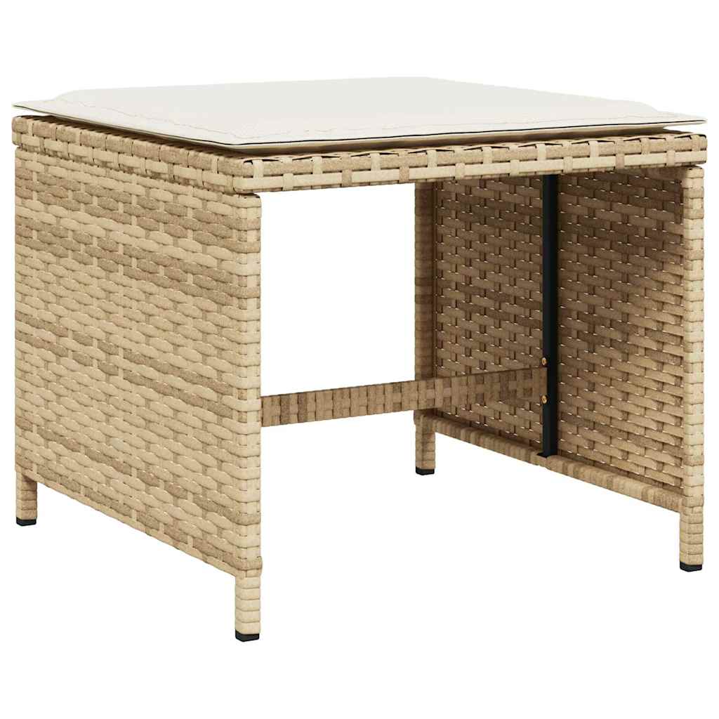 Vidaxl 11-Cz. Garden Furniture Set With Cushions, Beige, Poly Rattan