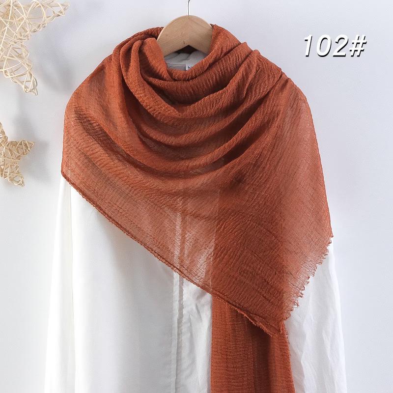 Sciarpa da donna in cotone lino seta - Per tutte le stagioni, colore unito, versatile foulard per testa e parasole