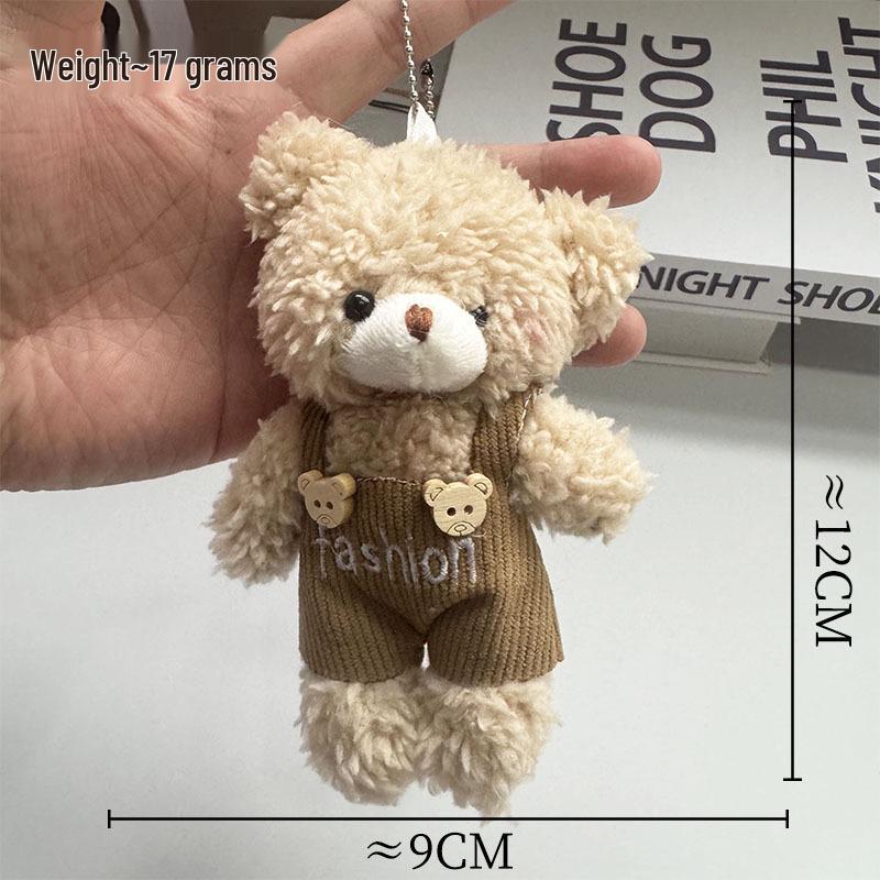 Cute Bear Plush Keychain: Women's Overalls Pendant & Bag Accessory