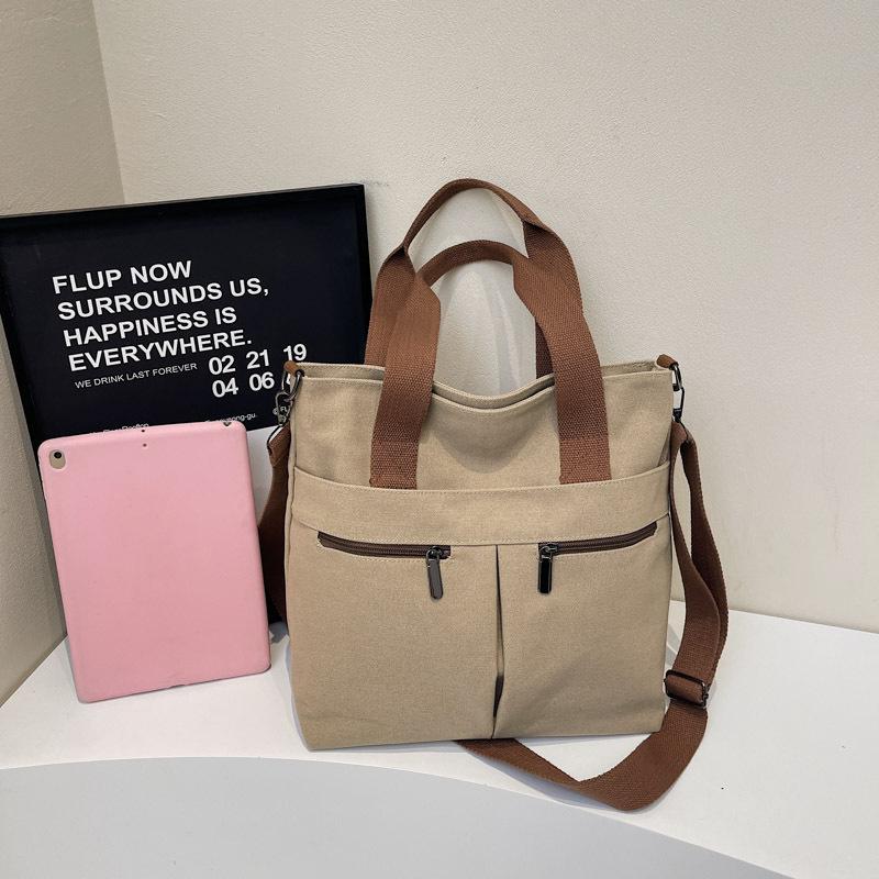 Torba płócienna o dużej pojemności, damska prosta torba do noszenia w ręku, torba na komputer na ramię, listonoszka