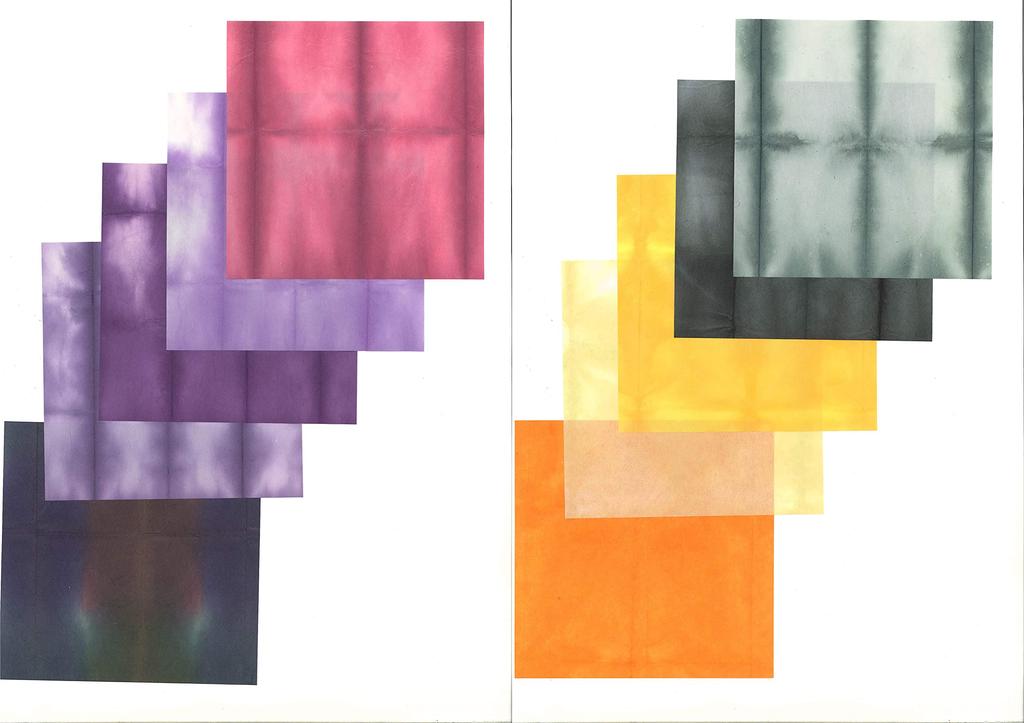 Sada 50 kusů japonského papíru 15 x 15 cm s deskově barvenými vzory,