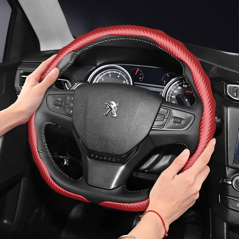 Vcxja9 Adatto per Peugeot Coprivolante in Fibra di Carbonio Texture A Scatto Design Sportivo Ondulato Guscio Protettivo 208 308 3008 Partner Exper