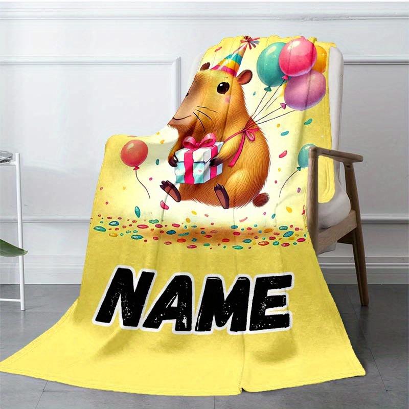 Capibala Balloon Customize Your Name Blanket Warm Comfortable And Soft Blankets Are Suitable For Home Chairs Office Sofas Sofas Office Camping And