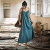 Linen Tie-Dye Adjustable Strappy Dress - Retro French Elegant Casual Wear for Spring and Summer