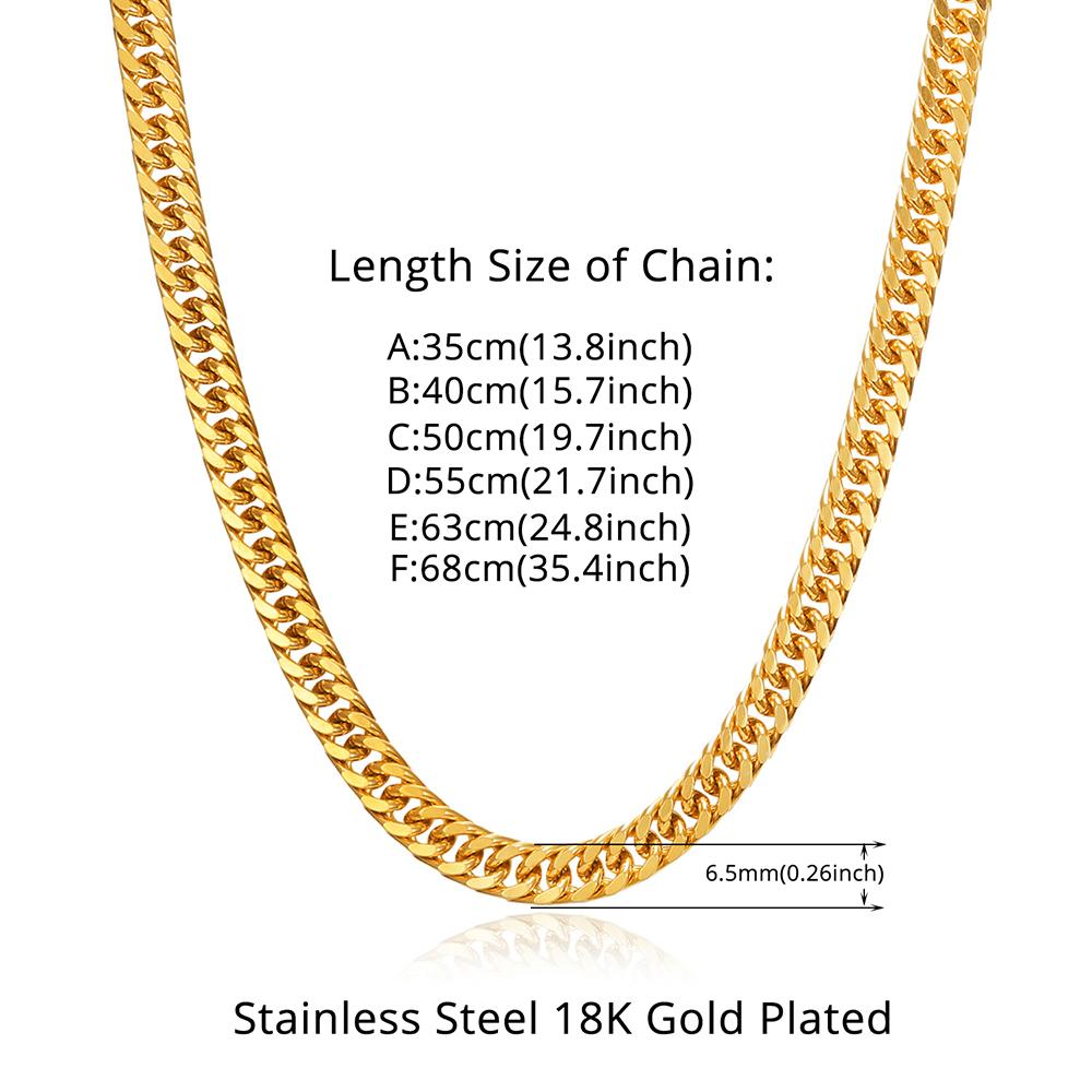 Vintage Curb Cuban Link Chain Necklaces Male Gold Color Stainless Steel Long Choker Chain For Men Women Hip Hop Jewelry Gift