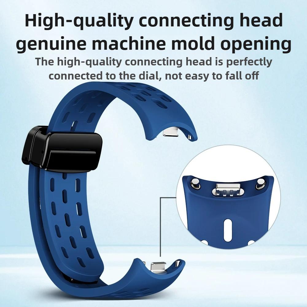 For Xiaomi Bracelet 8 Mi Bracelet 9 Male Female Replacement Sports Magnetic Breathable Folding Buckle Silicone Strap Band