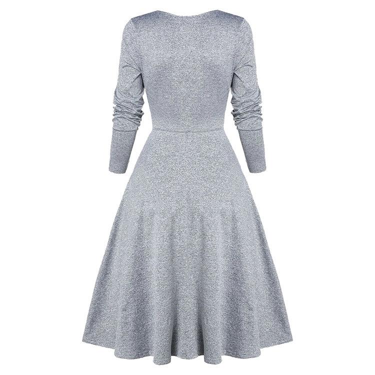 Dámská móda Úzký střih Krajka Etnický styl Vintage Prošívání Květinové šaty s dlouhým rukávem