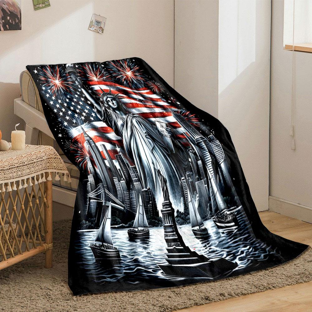 Statue of Liberty with Fireworks Print Blanket Soft and Cozy Perfect for the Living Room Bed Sofa or a Nap,gift
