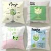 Beverage Theme Hugo Spritz Cocktail Cushion Cover Soft  EasyWash Pillow Case  Versatile for Couch Bed Travel and Office