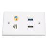 4 Port Wall Plate HD Multimedia Interface F Type USB3.0 Cat6 Home Wiring Faceplate for HDTV Projector Computer