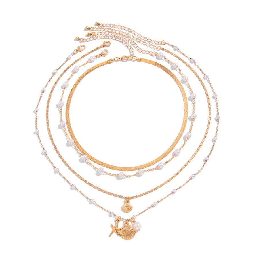 Pearl Starfish Shell Pendant Multi-layer Necklace Temperament Collarbone Chain Personality High-end Niche Jewelry