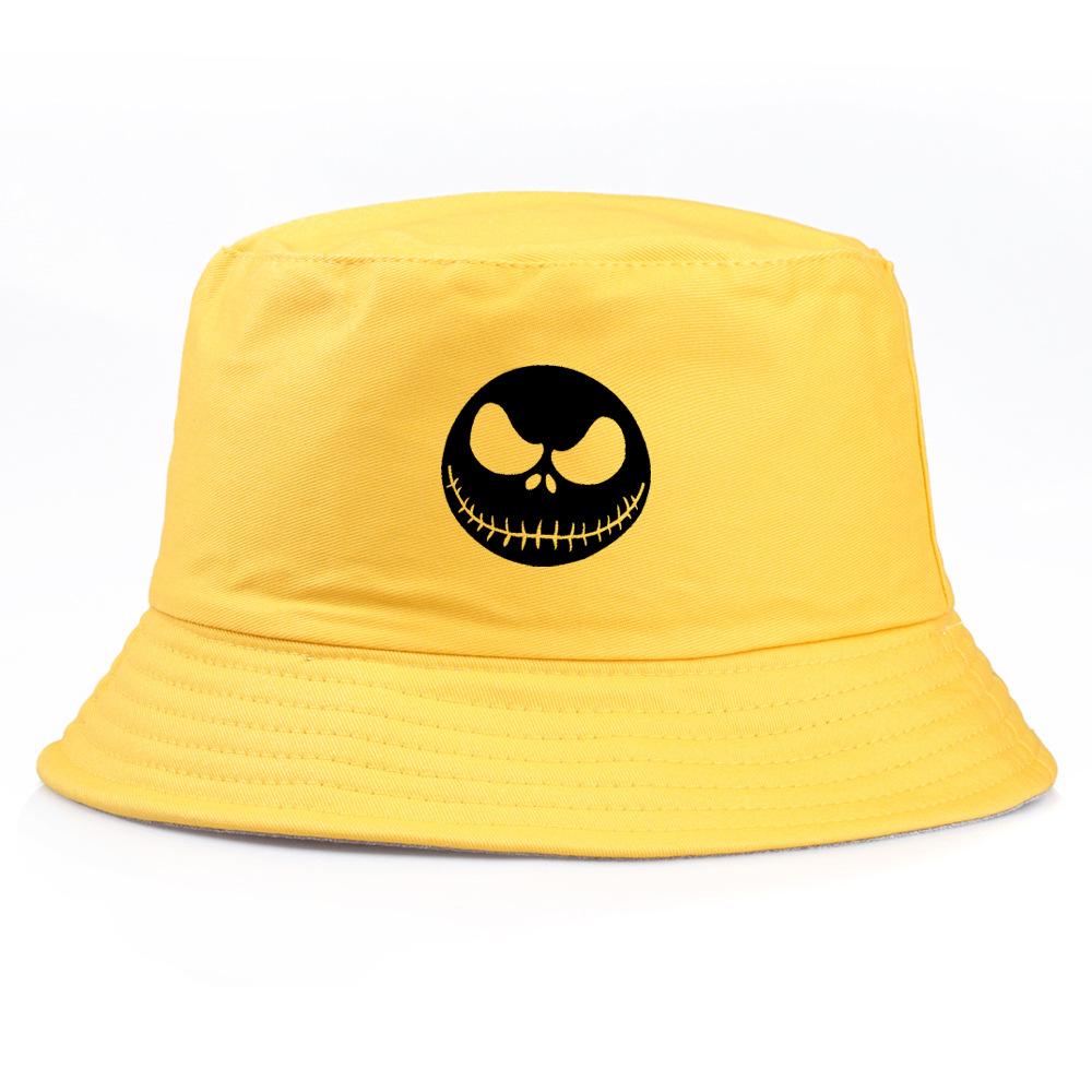 Fashion Grimace Bucket Hat Hip Hop Panama Caps Unisex Sun Visor Hats Wry Face Printed Cap Fisherman Hats Pumpkin Halloween Face