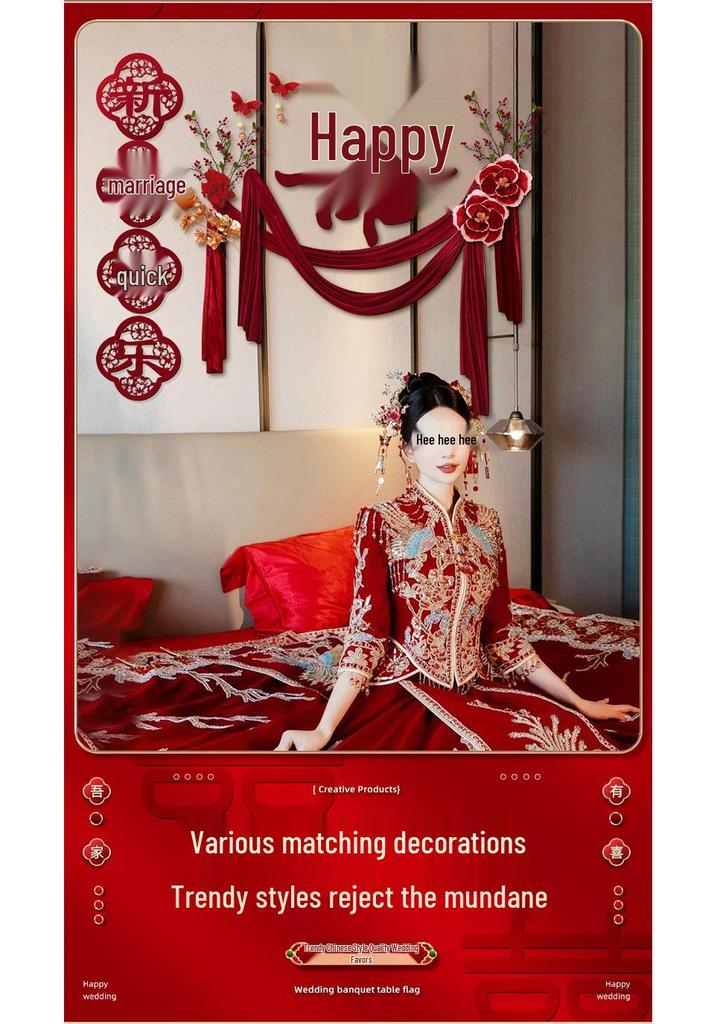 Festive Wedding Room & Bedroom Decor Set with Streamers and Wall Decorations for New Homes