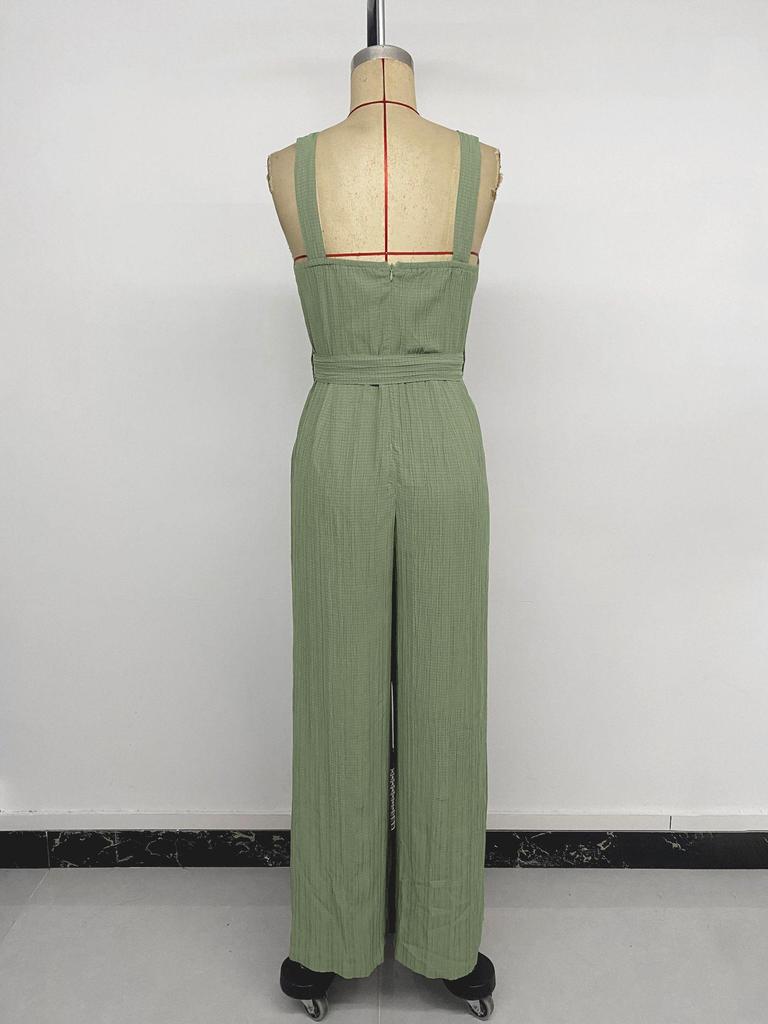 TikTok Europe 2026 Summer Strappy Waist-Cinched Sleeveless Long Jumpsuit for Women