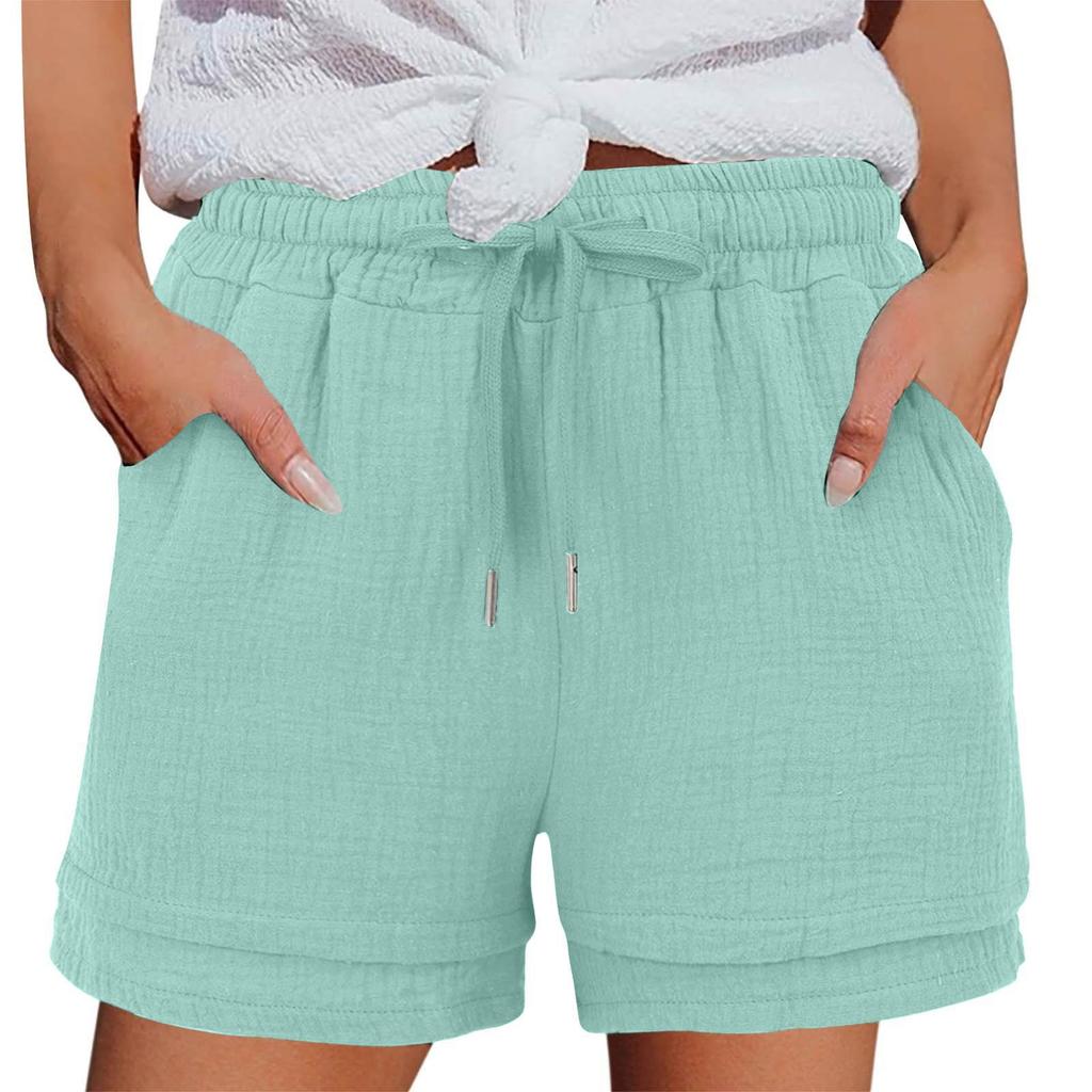 Women's Casual  Summer Elastic Beach Shorts  Solid Casual Shorts