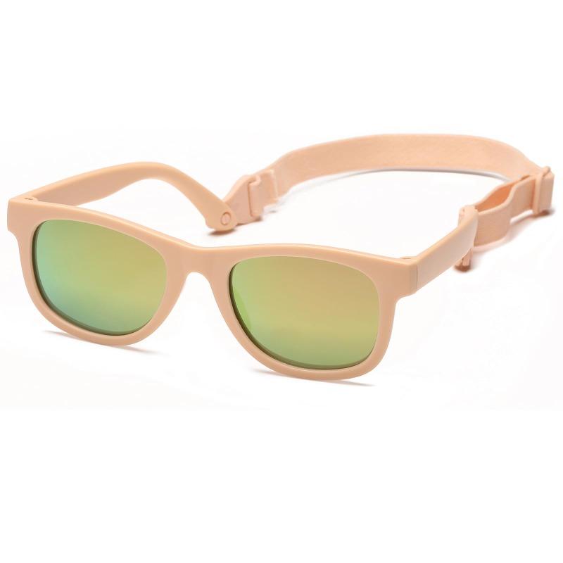 0-24 Months Newborn Baby Bendable Flexible Polarized Sunglasses with Strap Infant Boy Girls Square Silicone Frame Mirrored UV400