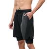 Men's Quick-Dry Double-Layer Running Shorts - Breathable, Printed, Five-Point Fitness Design.