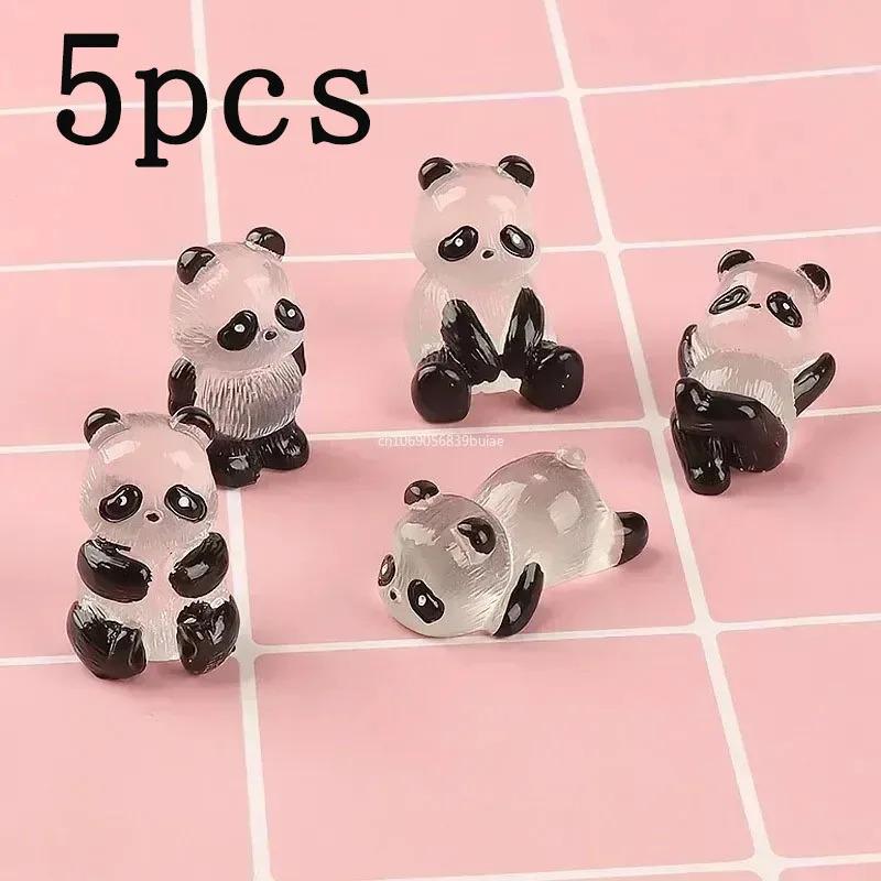 1-10pcs Glowing Panda Mini Figurines Miniature Panda Micro Landscape Ornament Glowing In Dark Miniature Flower Potted Decor