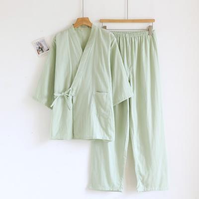 2026 New Spring/Summer Women's Japanese Kimono Set 100% Cotton Gauze Loose Home Clothes Sleepwear Two Piece Set Pajama Women