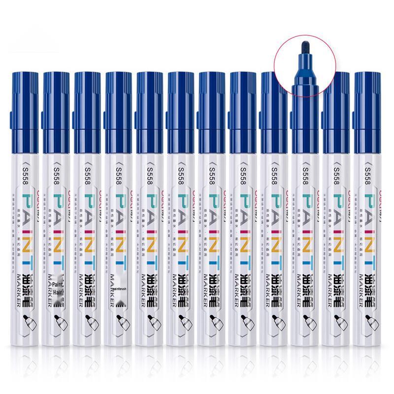 Deli S558 Multi-Surface Blue Oil Paint Markers - 6 Pack