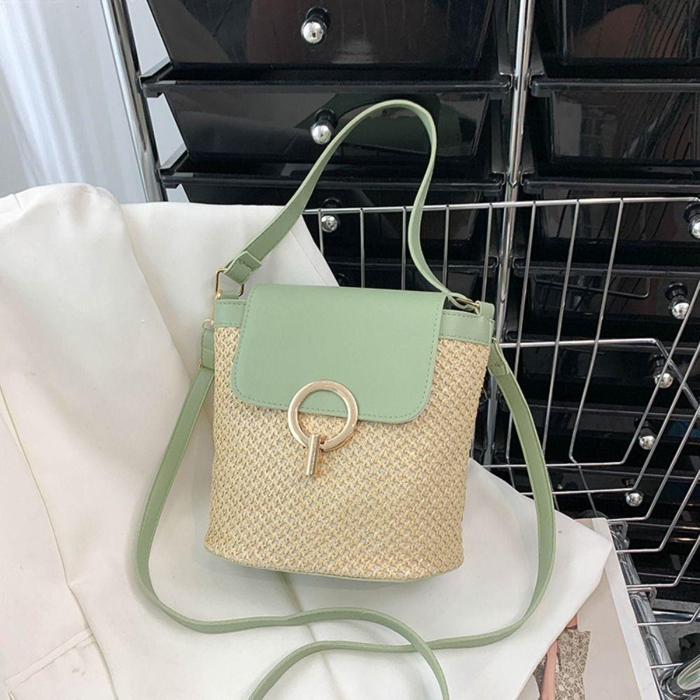 Portable Straw Bag Casual Handbag Large Capacity Tote Bag Woven Shoulder Bag