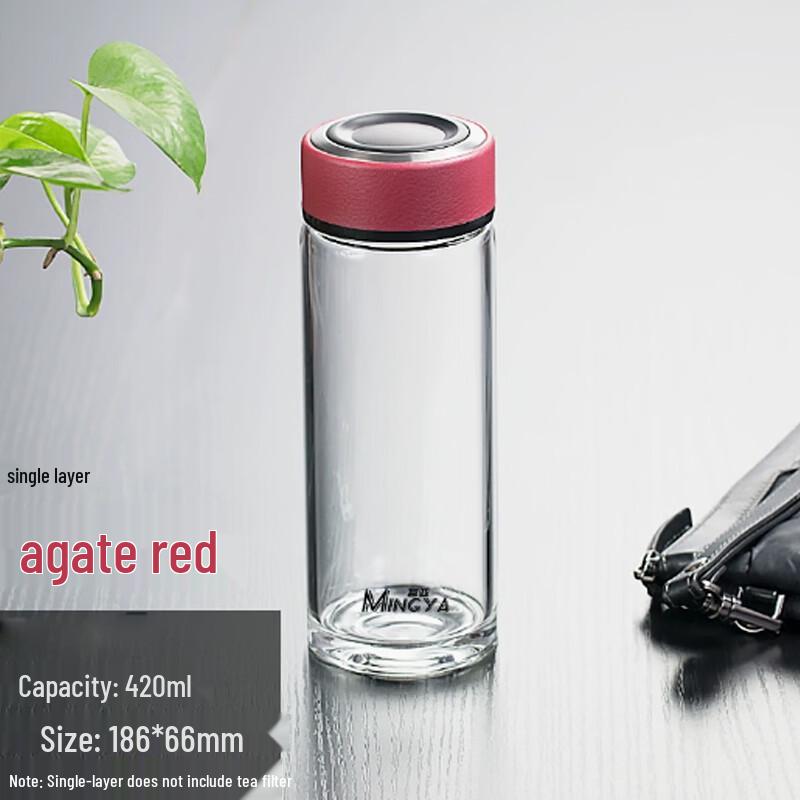 Minghui Transparent Borosilicate Glass Tea Infuser Mug Single Layer 420ml