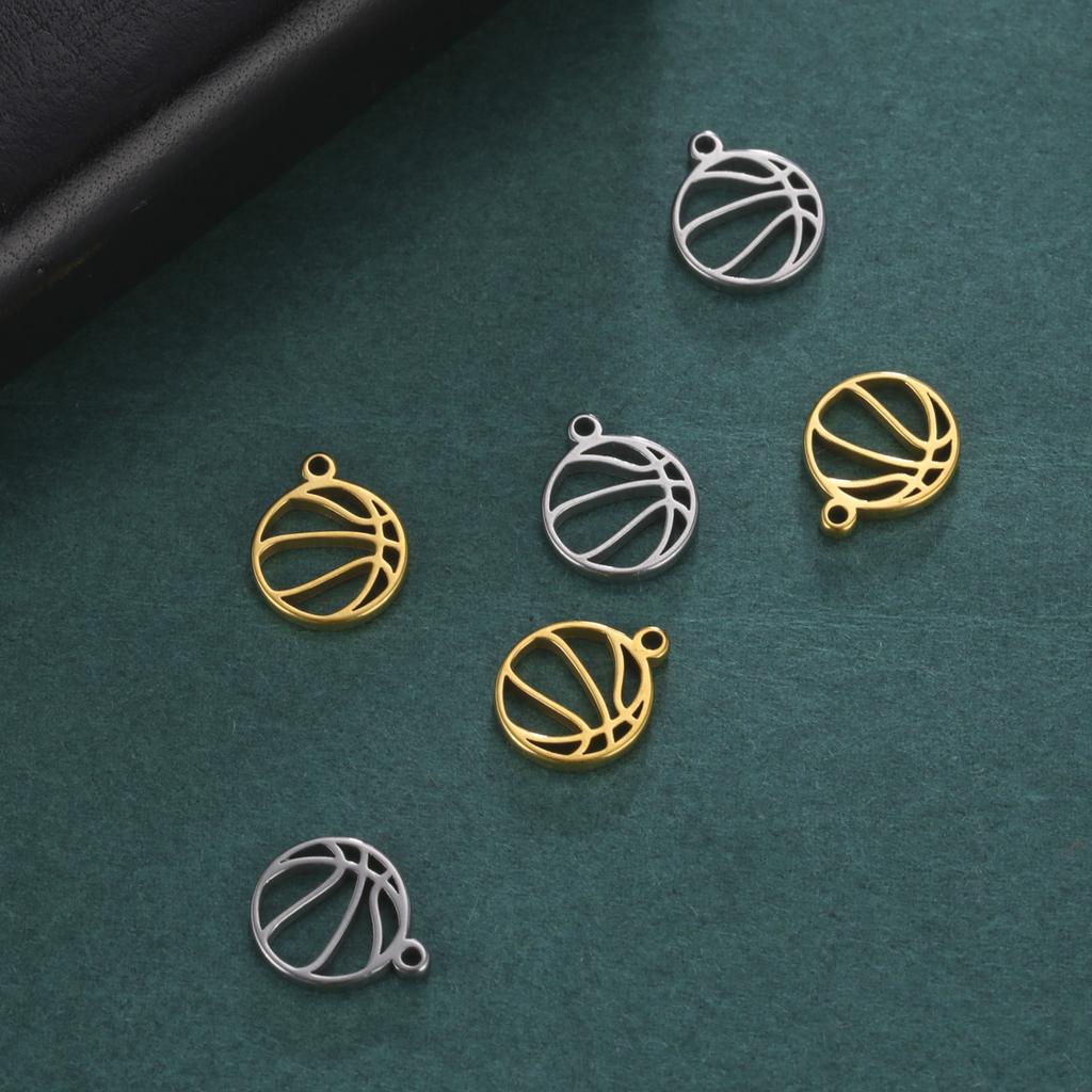 Teamer 10pcs Charms for Jewelry Making DIY Jewelry Accessories Stainless Steel Heart Ball Pendant for Bracelet Necklace Earrings