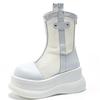 Fashion 8CM Air Mesh Genuine Leather Boots Women Pumps Summer Motorcycle Chimney Sandals Hollow Ankle Booties ZIP Fashion Shoes