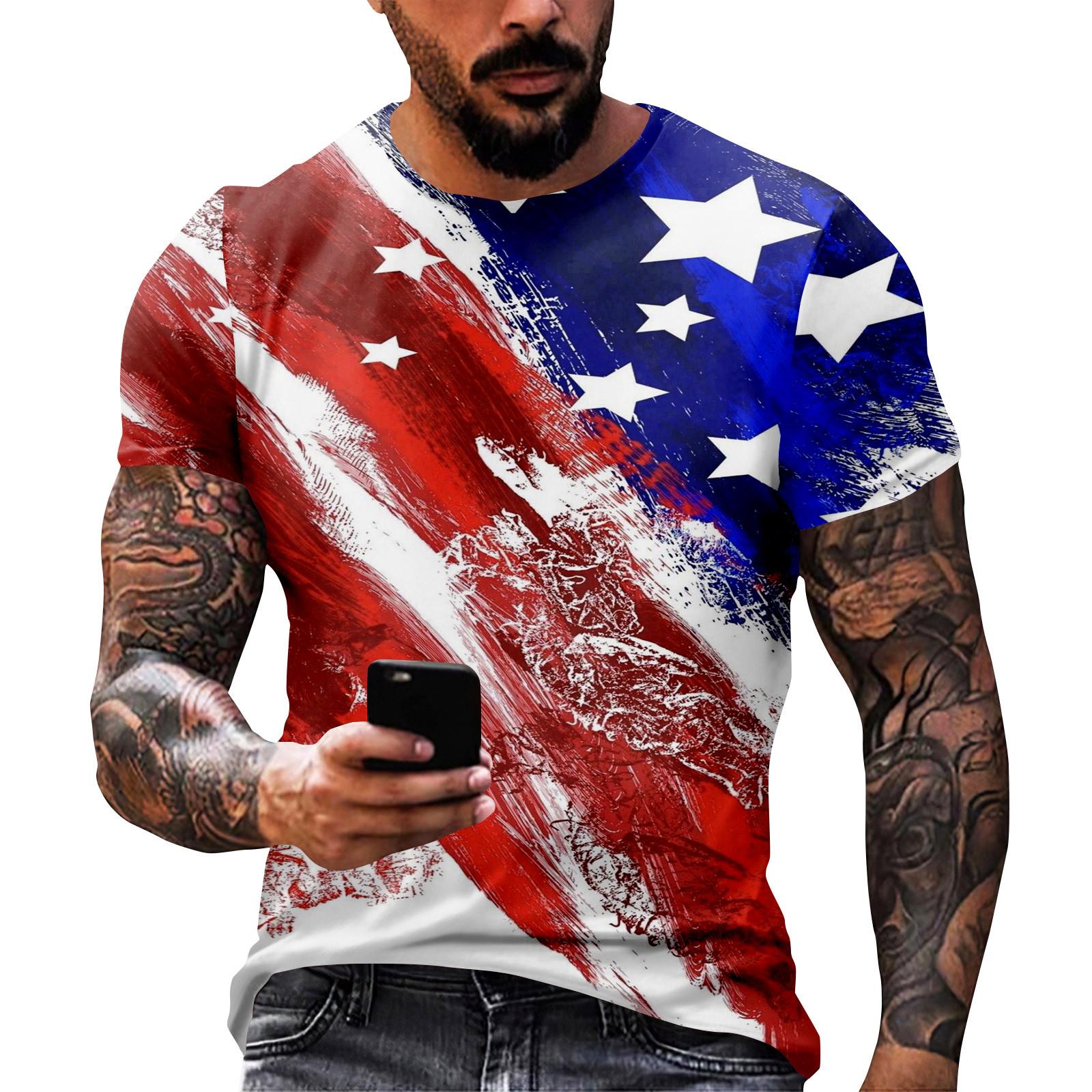 

Принт «День независимости» — мужская повседневная футболка с круглым вырезом и короткими рукавами XXL