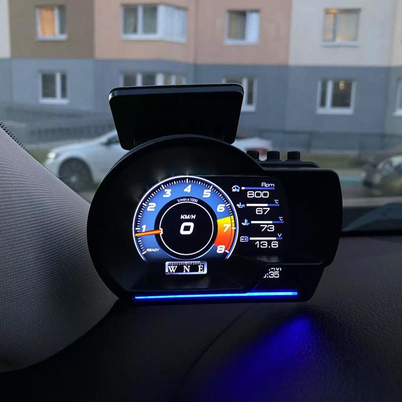 Universal A501 OBD2 Auto Meter Car HUD Turbo Gauge Car Head Up Display Smart Digital Security Alarm Water&Oil Temp RPM