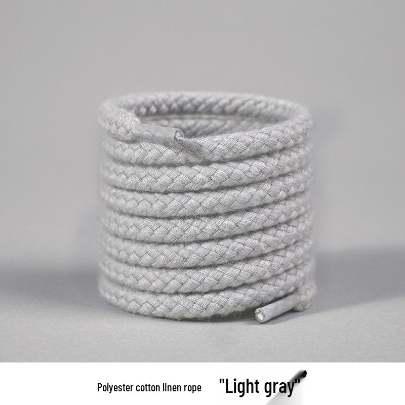 6mm Hemp Rope Shoelaces Pair - Thick Round Style for Converse AJ Casual Sneakers (White/Beige)