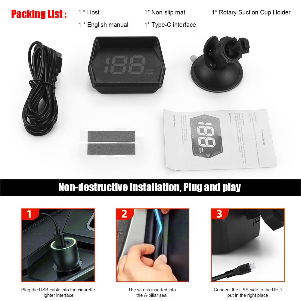 G20 Head Up Display With USB Connection HUD Speedometer Compass GPS Car Projector Overspeed Alarm Mph Kmh HD Display