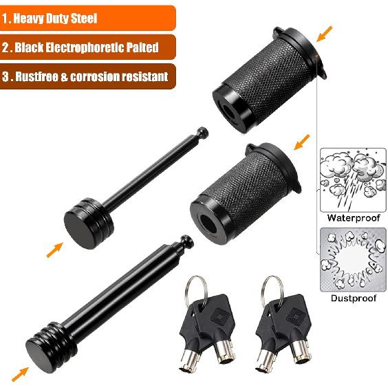 

CZC AUTO Hitch Lock Set Dia 5/8 Inch Trailer Hitch Receiver Pin Lock Keyed Alike for Class III IV 2 and 2-1/2 Receiver Dia 1/4 Inch Hitch Coupler