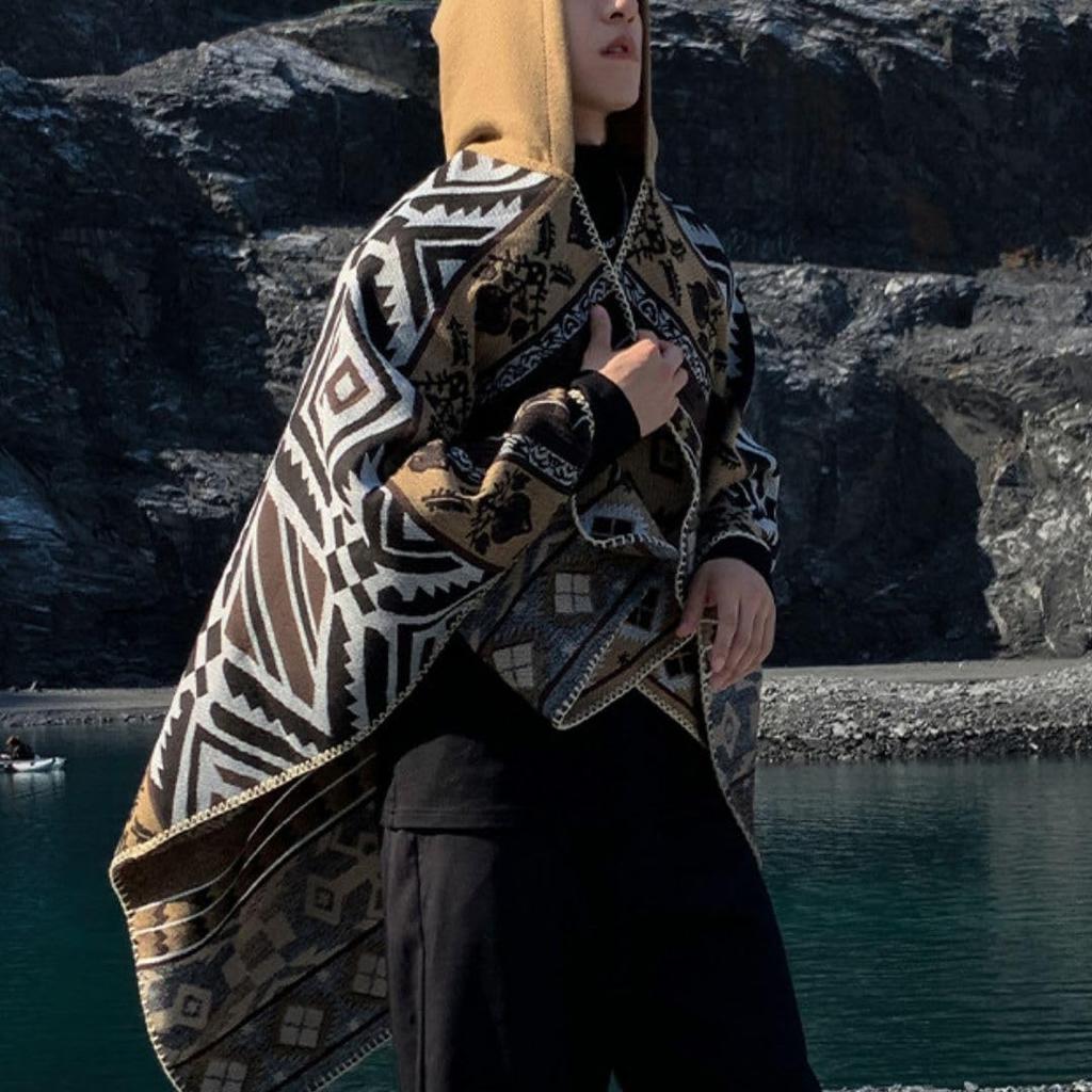 Cape, Outdoor Blanket, Bonfire Poncho, Hooded Coat, Stole, Throw (Beige) [Parallel Import]