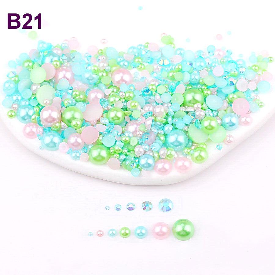 Mixed 2mm-10mm Half-Round AB Plated Resin Pearls - DIY Accessories
