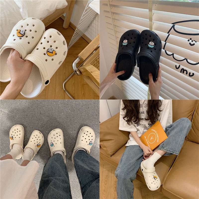 Korean new hole shoes ins cartoon cute couple bag head cool slippers men and women comfortable nurse shoes non-slip